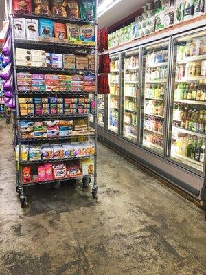 Packaged eats and refrigerated beverages