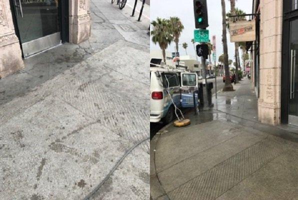 Before & After Picture of a store front on abbot kinney in Santa Monica @ Salt and straw Ice cream