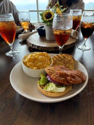 Fried Chicken Sandwich with mac n cheese