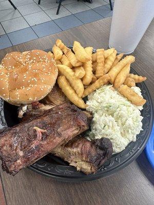 Chicken and ribs plate