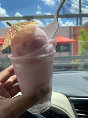 Strawberry lemonade and raspberry Italian ice mix.