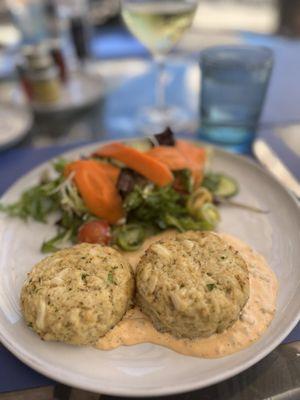 Fresh Blue CrabCakes with a remoulade sauce.