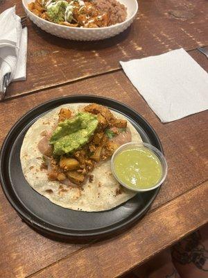 Bean and chorizo taco