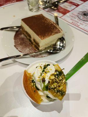 Tiramisu and pistachio orange ice cream