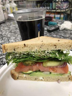 Gluten Free Veggie Sandwich.. With Dandelion Tea