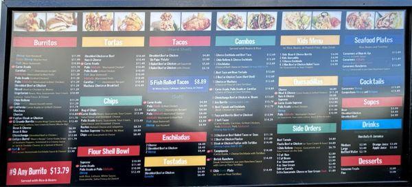 Outside: big menu board