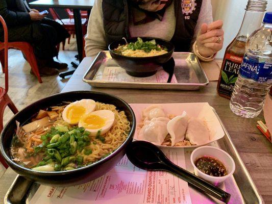 Ramen and dumplings.