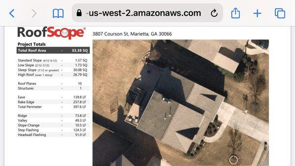 We use satellite roof measurements because they are 99.7% accurate compared to physically had measuring. Also much safer for our employees.