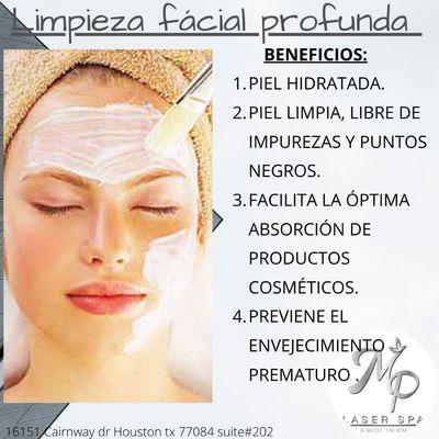 Limpieza facial profunda visítanos te atenderemos. Cita previa llámanos 832 417 6500