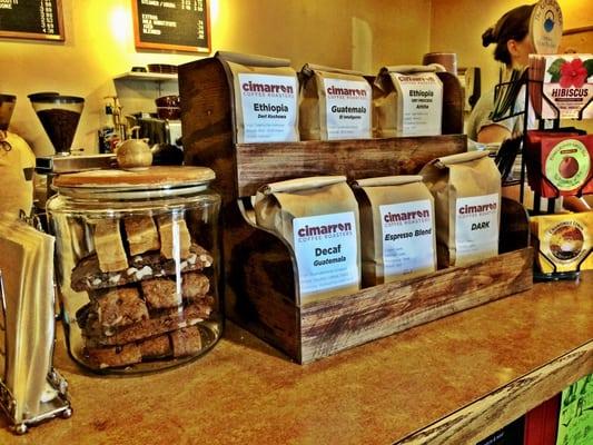 Biscotti and coffee beans