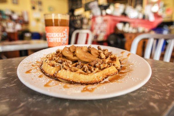 delicious fall waffle with apples and walnuts