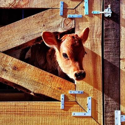 One of our adorable baby calves just woke up.