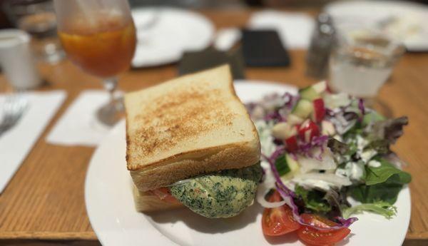 Omelette sandwich and house salad