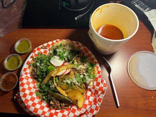 Birria Taco Plate plus 2 Cabeza Tacos