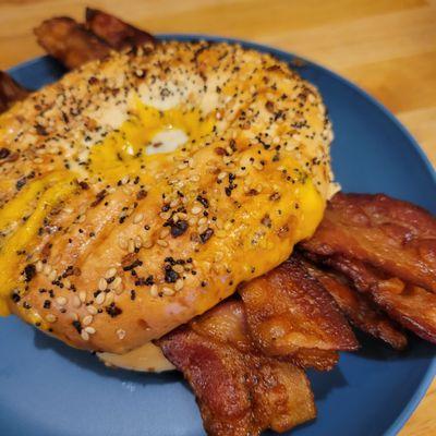 sunrise bagel with bacon