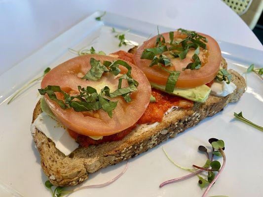 Avocado Toast, no egg, add vegan cream cheese