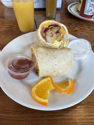 Breakfast burrito with Pork roll