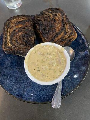 Patty Melt with a side of Chowder