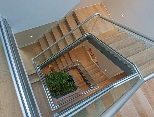 Contemporary Stair with Glass Rails