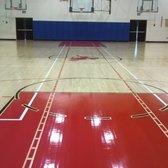 We at Noor Flooring are experts at installation and finishing gym floors and drawing of game lines and mascots.