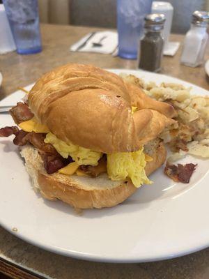 Bacon Egg and Cheese sandwich on Croissant