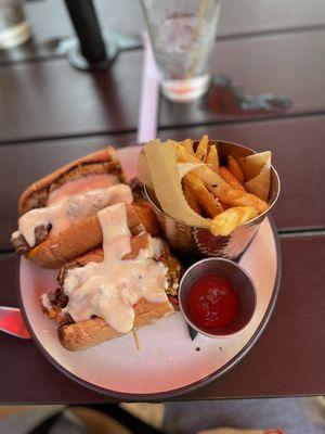 Chipotle Cheesesteak with rosemary parmesan fries