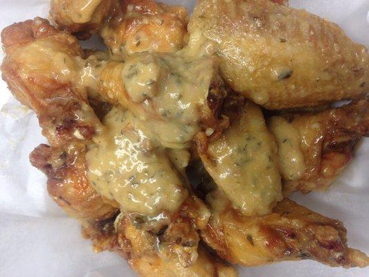 Garlic Parmesan wings.... 5 other flavors chose from