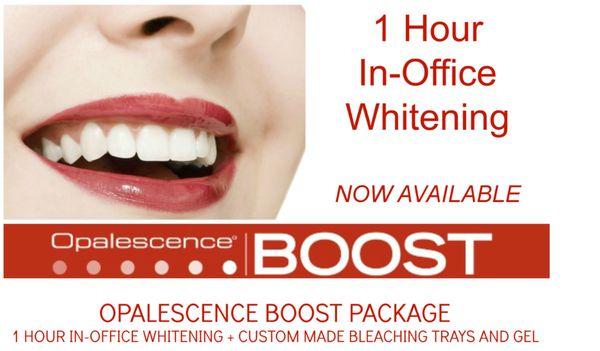 1 Hour Whitening and take home trays available