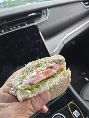 Insides of my large tuna royal sandwich.  Exactly how I would make it, Delish.