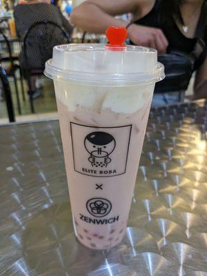 Romantic Rose Milk Tea w/Lychee popping boba