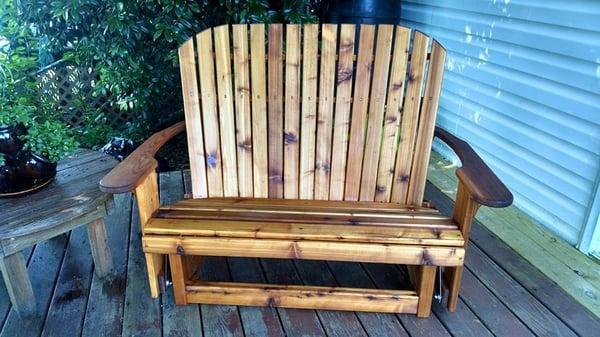 Four foot wide Western Red Cedar Adirondack glider