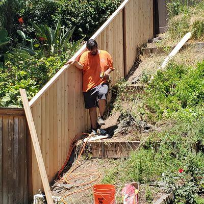 This was a really tough job as it was on a really steep hill a fence replacement and post replacement