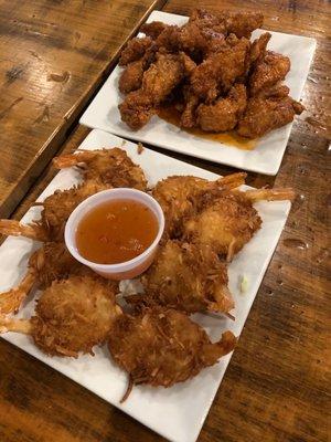 Coconut Shrimp and wing bites