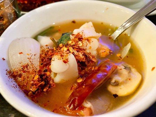 Tom Yum Pok Tak Soup - seafood  - extra super duper Thai Hot