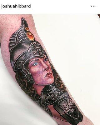 Athena tattoo done by Joshua Hibbard