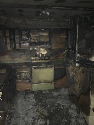 Kitchen from Fire Damage Before Remediation