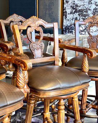 Rustic leather barstools