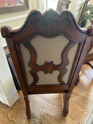 Back of chair after reupholstering