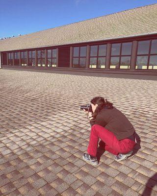 Photographing the roof of the Hands On Children's Museum in preparation for the Hummingbird Project solar array!