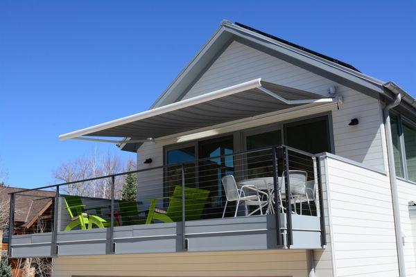 Domina KE Awning installed for a Colorado rooftop patio.