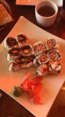 Chicken tempura and spicy tuna rolls