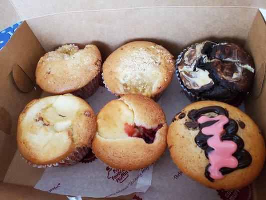 Clockwise from top left - 2 apple pie, chocolate cheesecake, chocolate chip, cherry cheesecake & cinnamon cheesecake