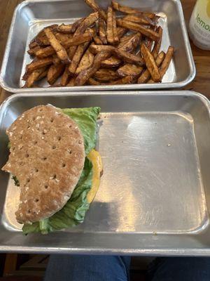 bison burger and fries