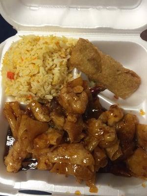 This was Sesame Chicken!  I have NEVER seen it like this!  This is the WORST food ever!