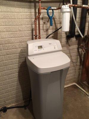 Nice clean install of water softener and whole house carbon water filter.