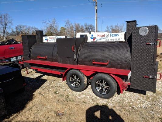 Custom Goliath reverse flow smoker.