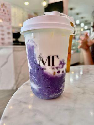 Fresh Ube Milk with Taro Ball