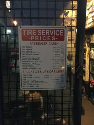 Tire repair prices