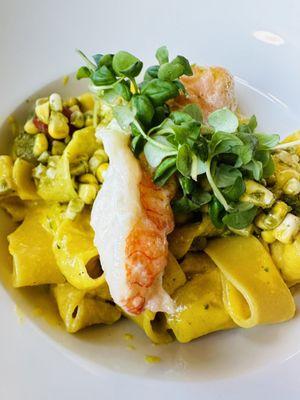 Lobster Tail w/ Pappardelle Saffron Cream Corn