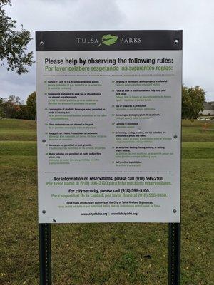 Rules at Minshall Park, Tulsa